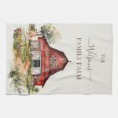 Family Farm Rustic Barn Cute Country Farm Geschirrtuch (Horizontal)
