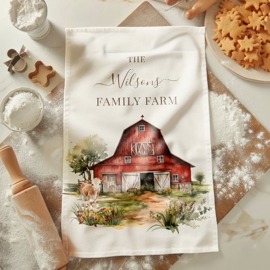 Family Farm Rustic Barn Cute Country Farm Geschirrtuch