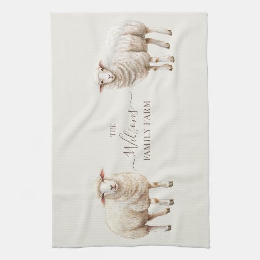 Family Farm Rustic Sheep Geschirrtuch (Vertikal)