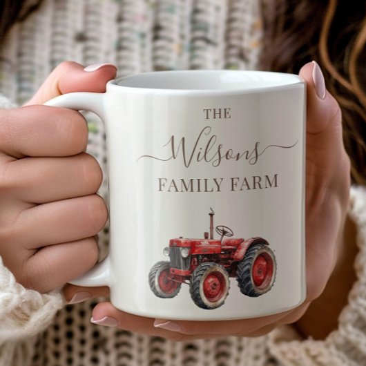 Family Farm Rustic Vintage Red Tractor Kaffeetasse