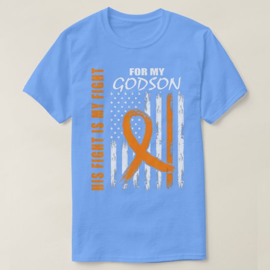 Family Fight Godson Leukemia Awareness American Fl T-Shirt (Design vorne)