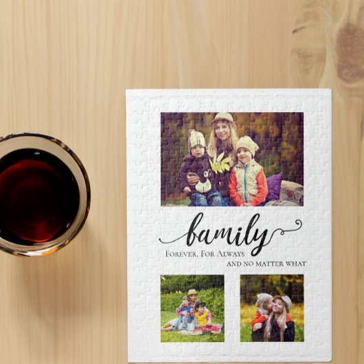 Family Forever Sweet Quote Calligraphy Collage Puzzle