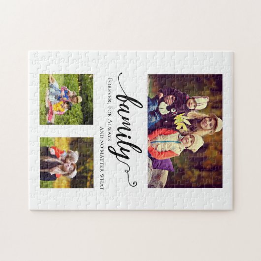 Family Forever Sweet Quote Calligraphy Collage Puzzle (Horizontal)