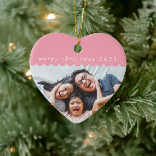 FAMILY-FOTO 2023, niedliche Jakobskante pink Keramik Ornament
