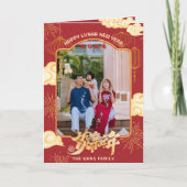 Family Foto 2024 Chinesische Neujahrskarte Dankeskarte (Vorderseite)