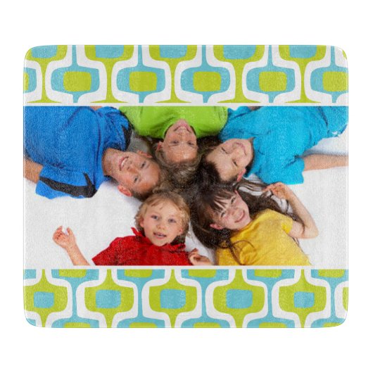 Family Foto Aqua Limon White Mid Century Mod Retro Schneidebrett (Vorderseite)