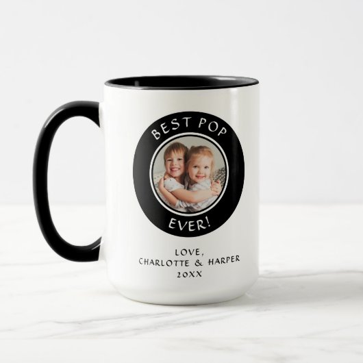 Family Foto Bester Pop je Moderne Fun Vater Vorlag Tasse (Links)