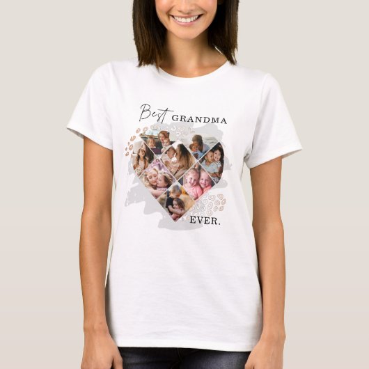 Family Foto Bestes Oma je Herz Gestalt 8 Foto T-Shirt (Vorderseite)