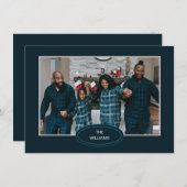 Family Foto Blue Pajamas Gerahmte Weihnachtskarte (Vorne/Hinten)