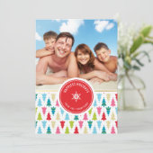 FAMILY FOTO bunt Weihnachtsbaummuster Spaß Feiertagskarte (Stehend Vorderseite)