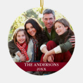 Family Foto Burgundy Keramik Ornament (Vorne)