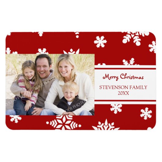 Family Foto Christmas Magnet Roter Schnee (Horizontal)