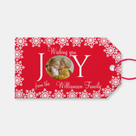 Family Foto Christmas Red White Snowflake V Geschenkanhänger