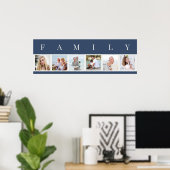 FAMILY Foto Collage 6 Picture Strip Blue Custom Poster (Heimbüro)