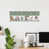 FAMILY Foto Collage 6 Picture Strip Green Custom Poster (Heimbüro)