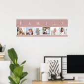 FAMILY Foto Collage 6 Picture Strip Pink Custom Poster (Heimbüro)