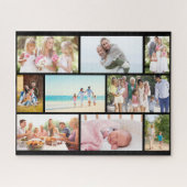 Family Foto Collage Black Masonry Grid Custom Puzzle (Horizontal)
