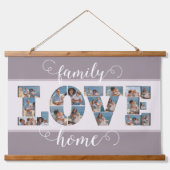 FAMILY Foto Collage Liebe Script Modern Keepake Wandteppich Mit Holzrahmen (Vorne)