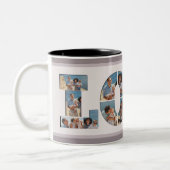 FAMILY Foto Collage Liebe Script Modern Keepake Zweifarbige Tasse (Links)