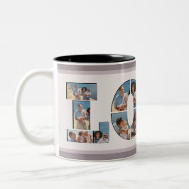FAMILY Foto Collage Liebe Script Modern Keepake Zweifarbige Tasse