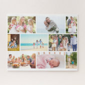 Family Foto Collage White Masonry Grid Custom Puzzle (Horizontal)