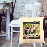 Family Foto Collage with ZigZag Foto Strip Tragetasche<br><div class="desc">This custom tote bag is printed with your favorite fotos and custom text. The template is set up ready for you to add up to 5 fotos and your family name at the top and custom text at the bottom. Die Sample Wording Reads "The Darling-May Family" Weekend Adventures" which you...</div>