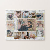 Family Foto Foto Elegant Marble Custom 13 Peaks Puzzle (Horizontal)