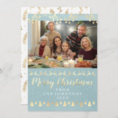 Family Foto Frohe Weihnachten Gold Kraft Blue (Vorne/Hinten)