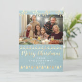 Family Foto Frohe Weihnachten Gold Kraft Blue (Stehend Vorderseite)
