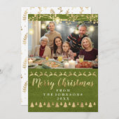 Family Foto Frohe Weihnachten Gold Kraft Green (Vorne/Hinten)