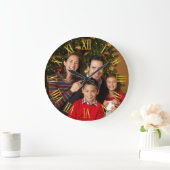 Family Foto Gold Gradient römische Zahlen Große Wanduhr (Zuhause)