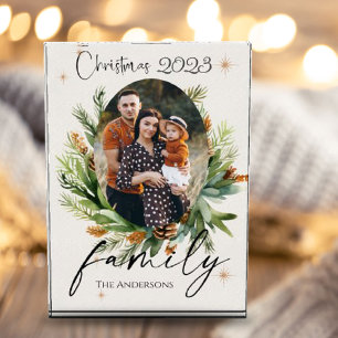 Family Foto Green Blätter Frohe Weihnachten