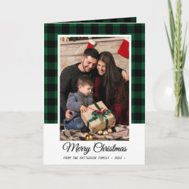 Family Foto Green Buffalo Kariert Frohe Weihnachte Karte
