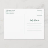 Family Foto Green Christmas Postcard Postkarte (Rückseite)