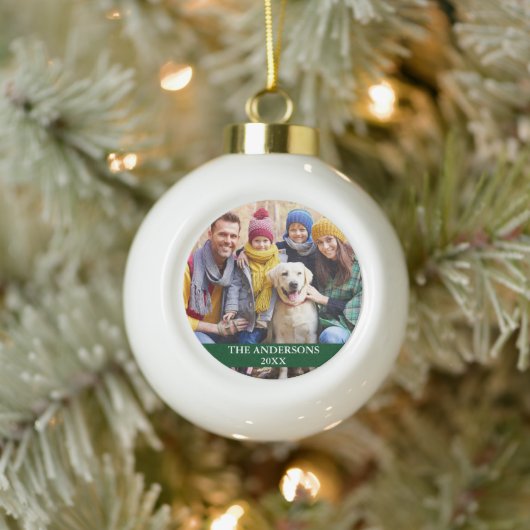 Family Foto Green Keramik Kugel-Ornament (Baum)