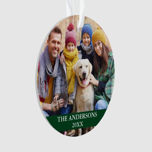 Family Foto Green Ornament (Vorderseite)