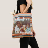 Family Foto Keepake boho Retro Strip Typografie Tasche (Von Nahem)
