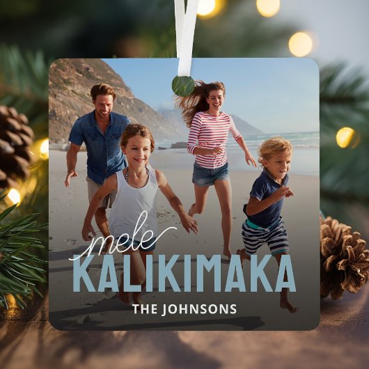 Family Foto Mele Kalikimaka Ornament Aus Metall