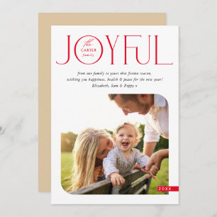 FAMILY FOTO Moderne, elegante Typografie JOYFUL Ro Feiertagskarte