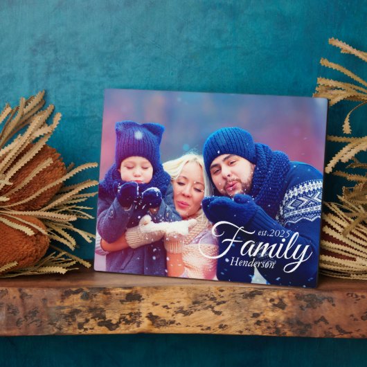 Family Foto Modernes Kalligrafie Minimalistisch Fotoplatte (Seite)