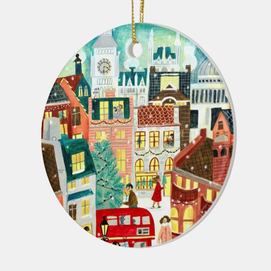 Family Foto niedlich London Illustration Weihnacht Keramik Ornament (Links)