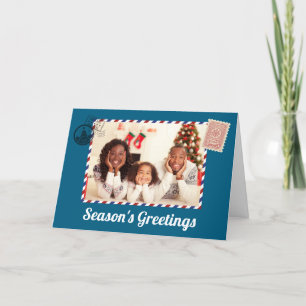 Family Foto Postage - Blau Weihnachten