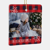Family Foto Red Buffalo Karierte Keramik Ornament (Rechts)