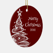 Family Foto Red White Christmas Tree Geschenk Keramik Ornament (Rechts)