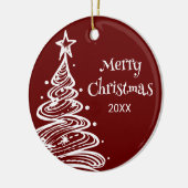 Family Foto Red White Christmas Tree Geschenk Keramik Ornament (Links)