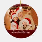 Family Foto Red White Christmas Tree Geschenk Keramik Ornament (Hinten)