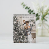 Family Foto Silver Glitzer Weihnachtskarte Feiertagskarte (Stehend Vorderseite)