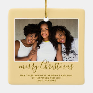 Family Foto Simple Minimalistisch Script Weihnacht Keramikornament