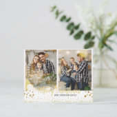 Family Foto Weihnachtskarte Gold Confetti Karte (Stehend Vorderseite)