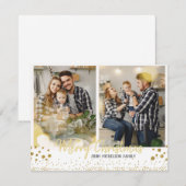 Family Foto Weihnachtskarte Gold Confetti Karte (Vorne/Hinten)